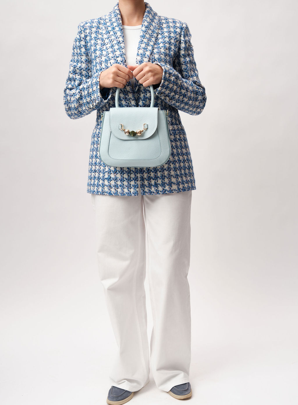 Кожаная сумка Deboro 30739 голубой айсберг