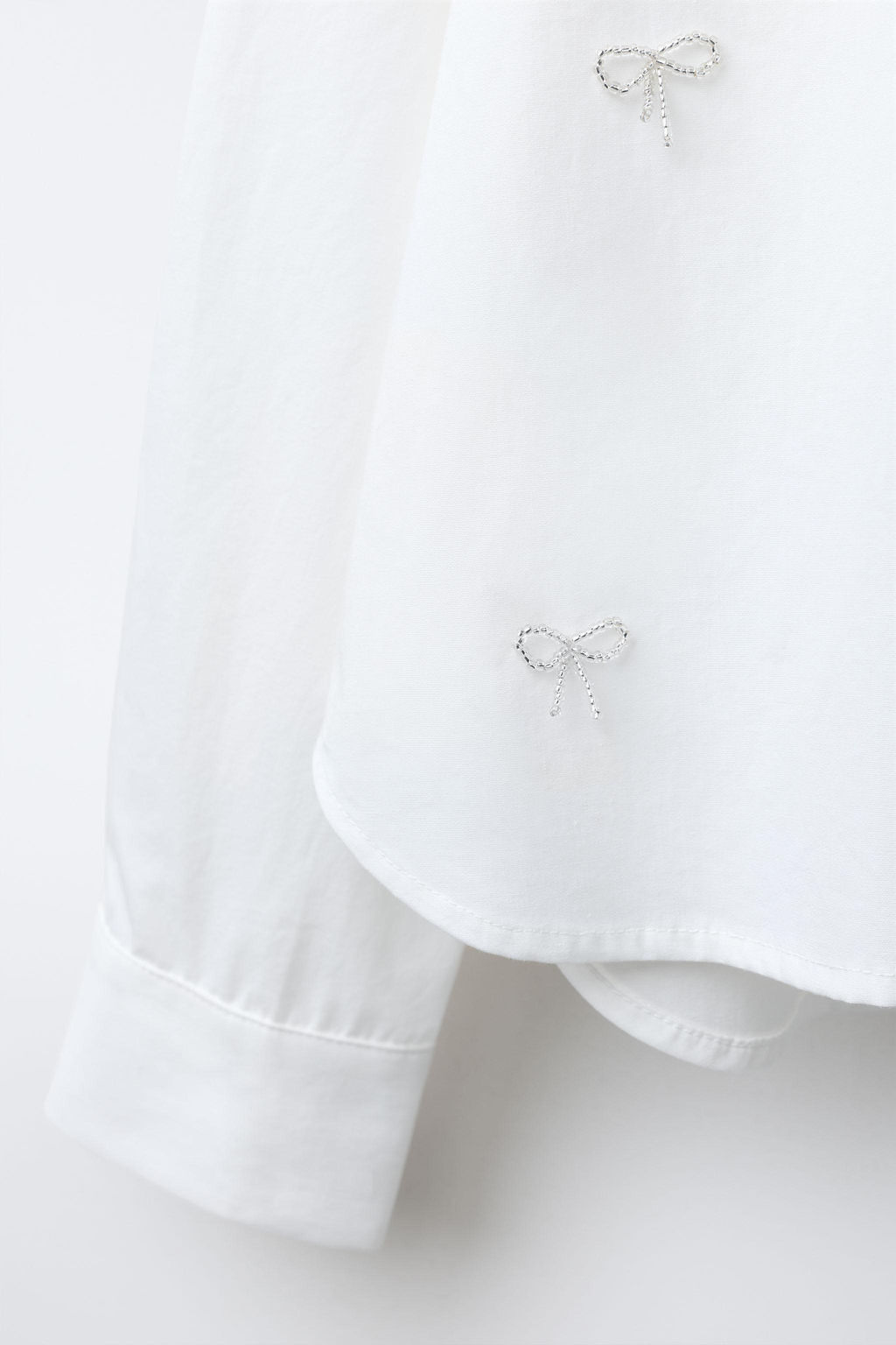 CROPPED SHIRT WITH JEWEL BOWS - Zara фото 4