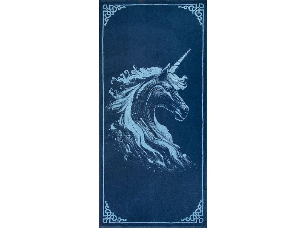 Полотенце махровое 6с102.411ж1 Огненный единорог(джинс) 67х150см