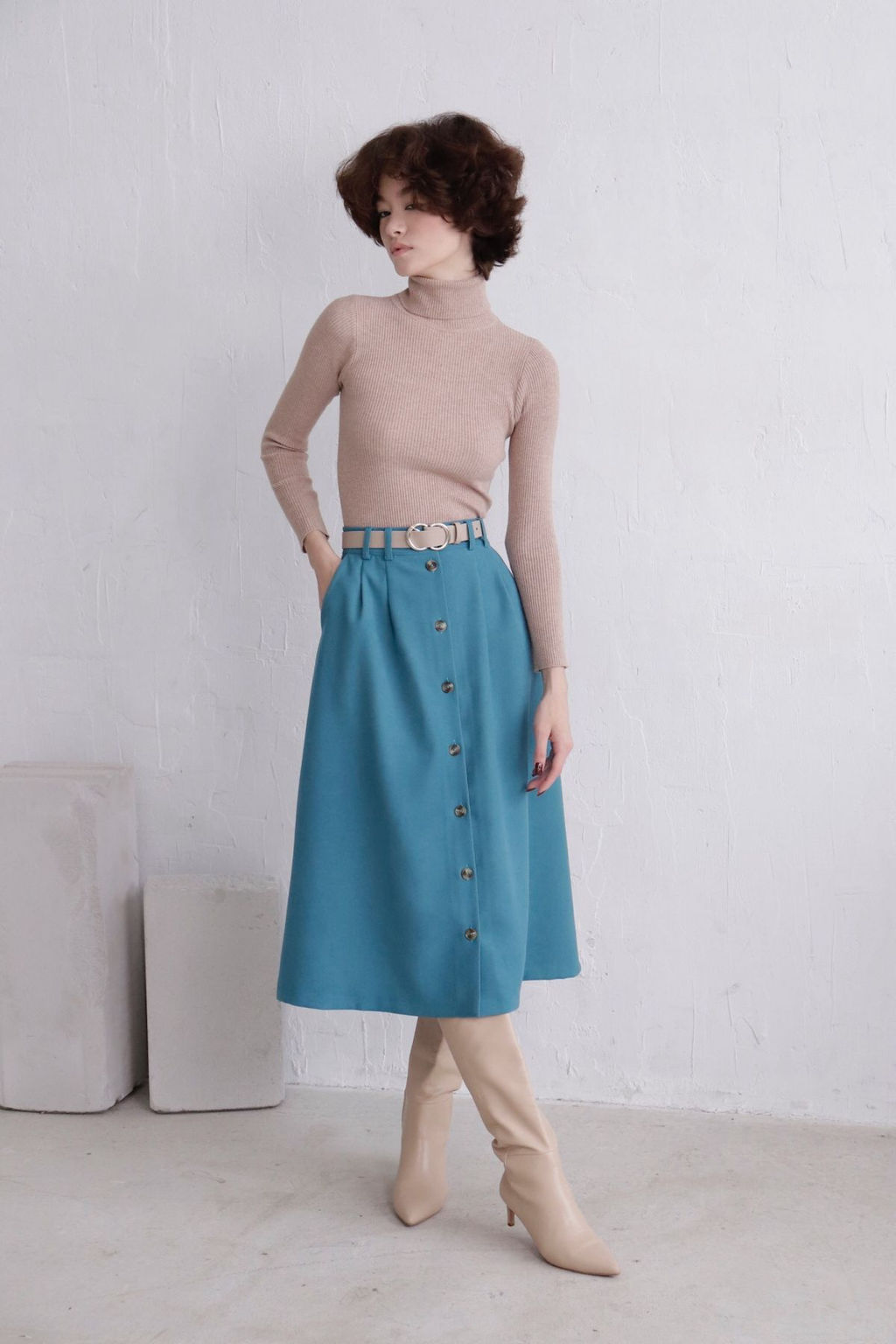 11555 Юбка на пуговицах бирюзовая - Martichelli фото 4