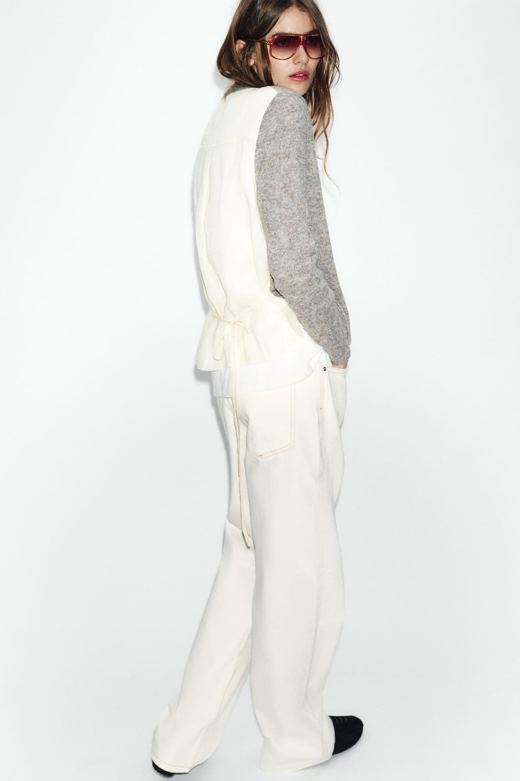 CONTRAST KNIT CARDIGAN WITH BELT - Zara фото 14