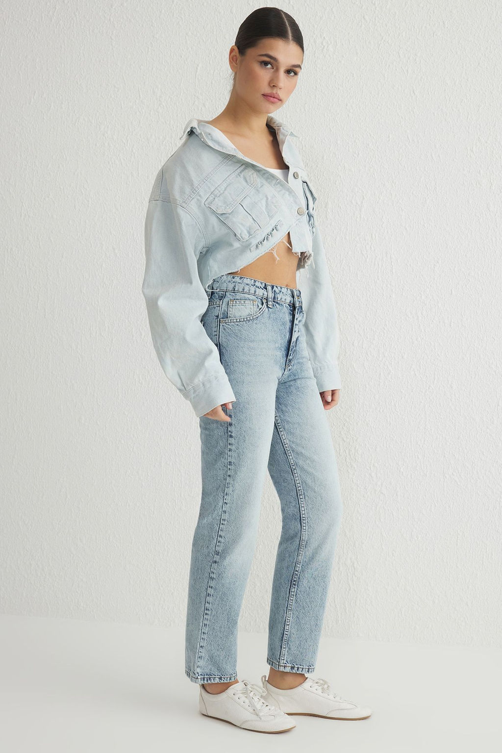 Ac?k Mavi Normal Bel Duz Kesim Straight Jeans TWOSS25JE00074 - Trendyolmilla фото 7