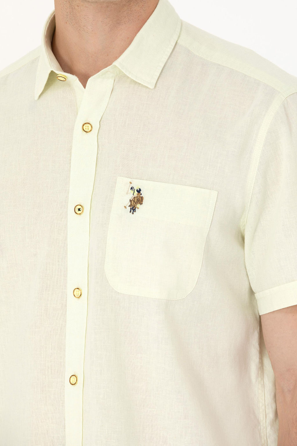 U. S. Polo Assn / Мужская светло-желтая рубашка с коротким рукавом - U.s. polo assn фото 21