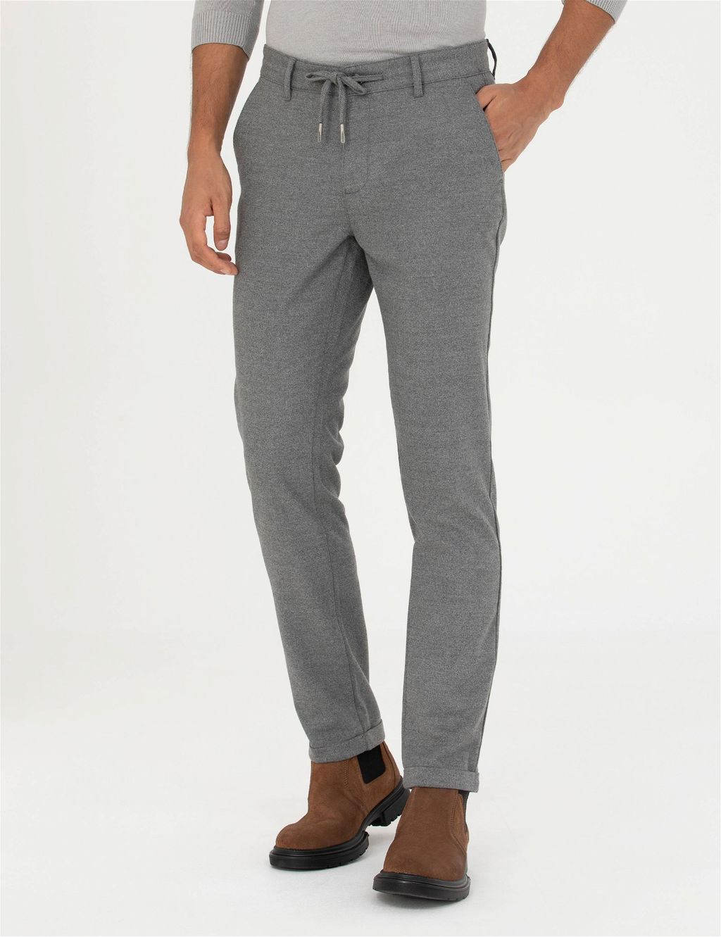 Gri Slim Fit Kanvas Pantolon - Pierre cardin фото 2