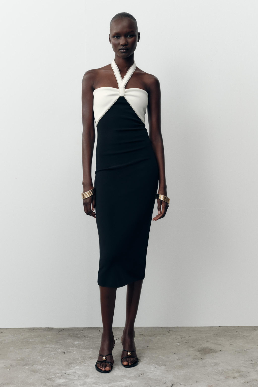 STRETCH MIDI DRESS WITH TIE - Zara фото 10