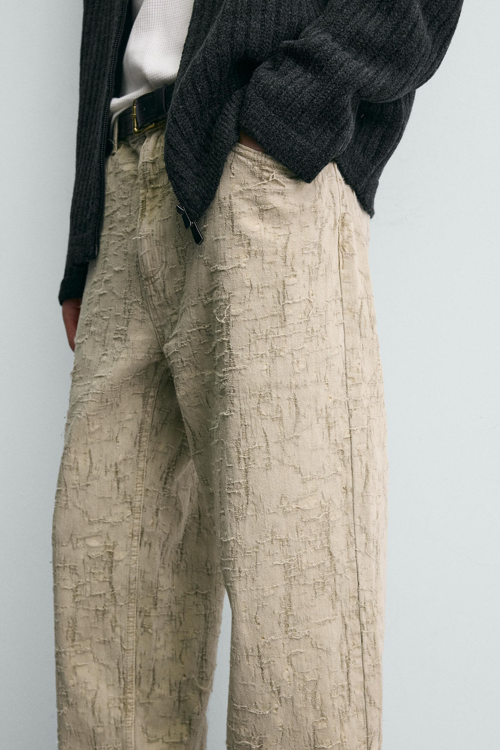 PANTAL?N STRAIGHT FIT JACQUARD / Khaki - Zara фото 5