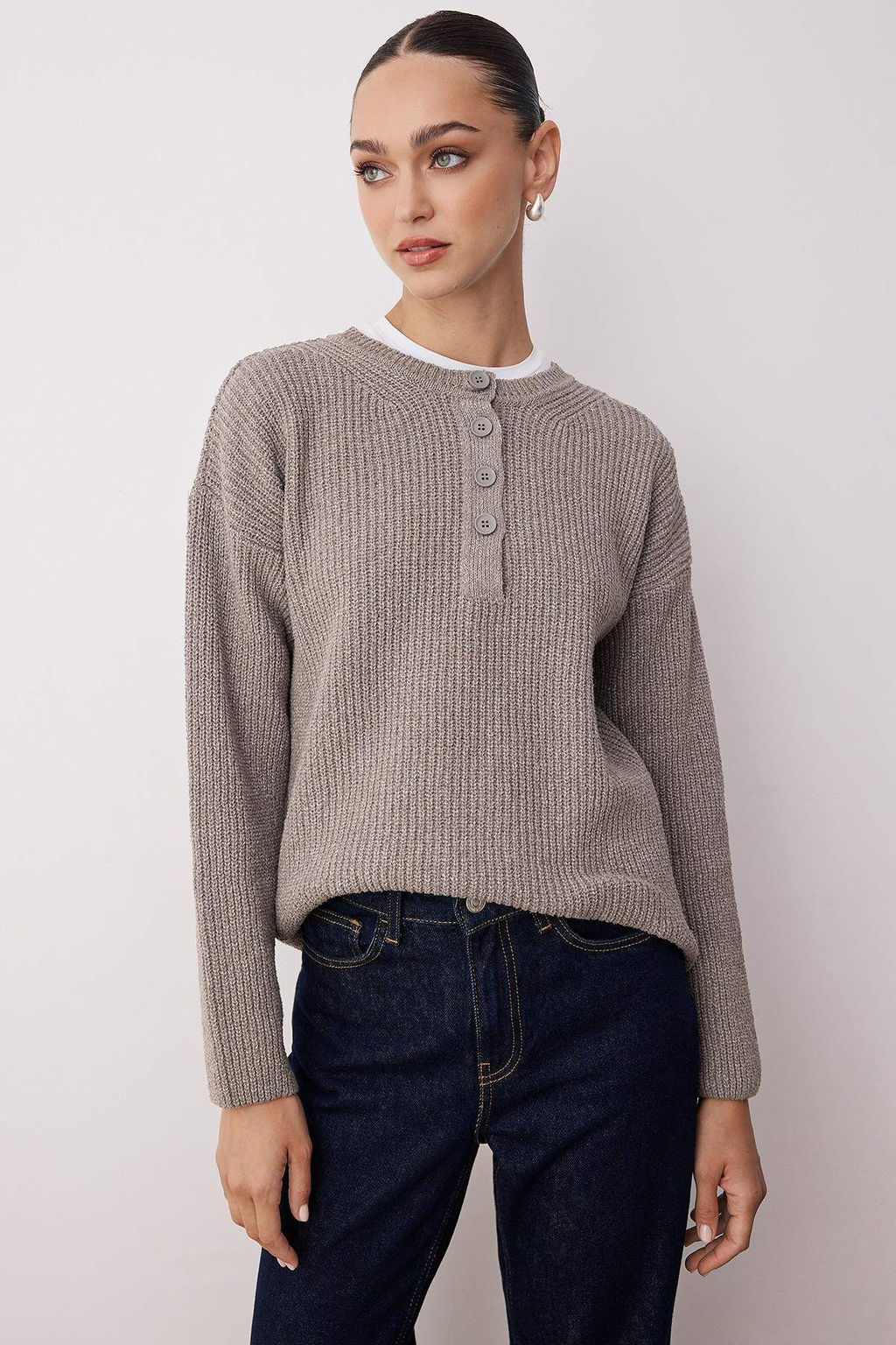 More Sustainable Lacivert Pamuklu Genis Kal?p Dugmeli Triko Kazak TWOAW26KZ00117 - Trendyolmilla фото 6