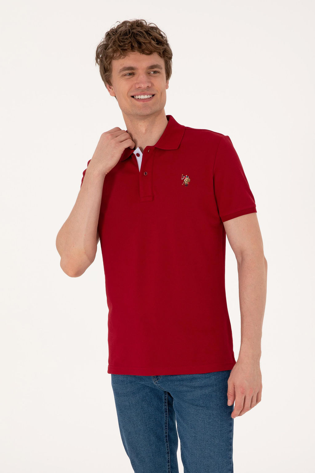 Erkek Slim Fit Polo Yaka Bordo Basic Ti__rt Sepette S_rpriz _ndirim - U.s. polo assn фото 3