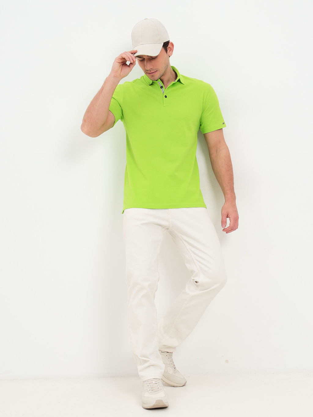 Джемпер мужской с воротником поло короткий рукав GREG G144-PO124T-CTP1085 (салат неон)  фото 6