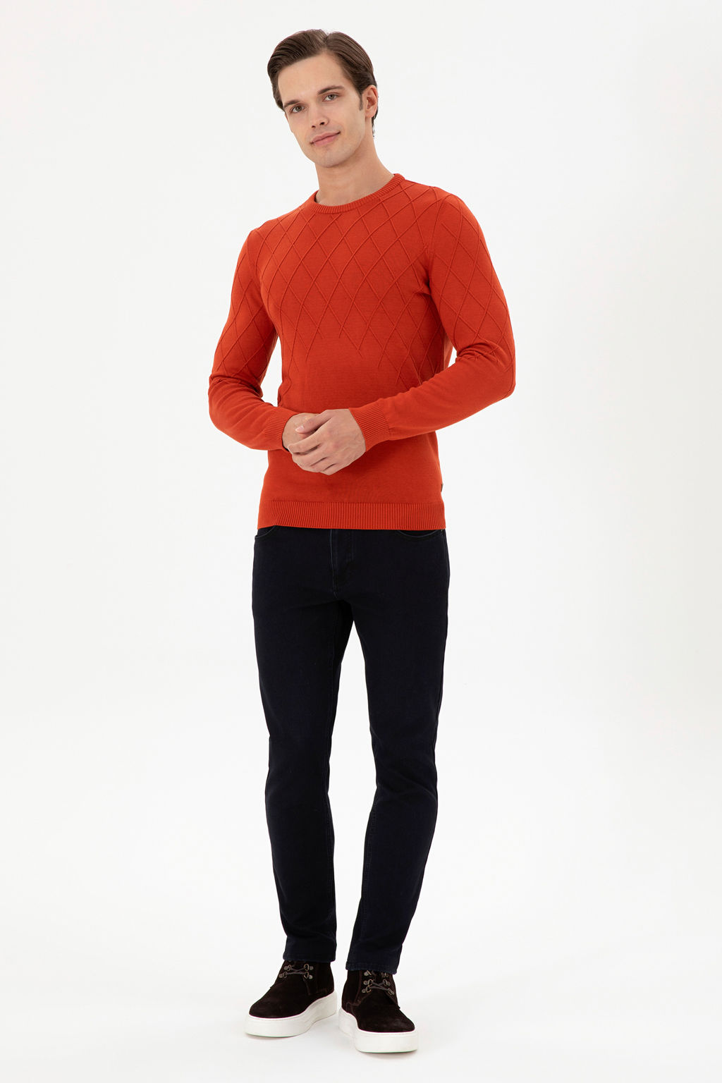 Erkek Slim Fit Bisiklet Yaka Kiremit Kazak - U.s. polo assn фото 11