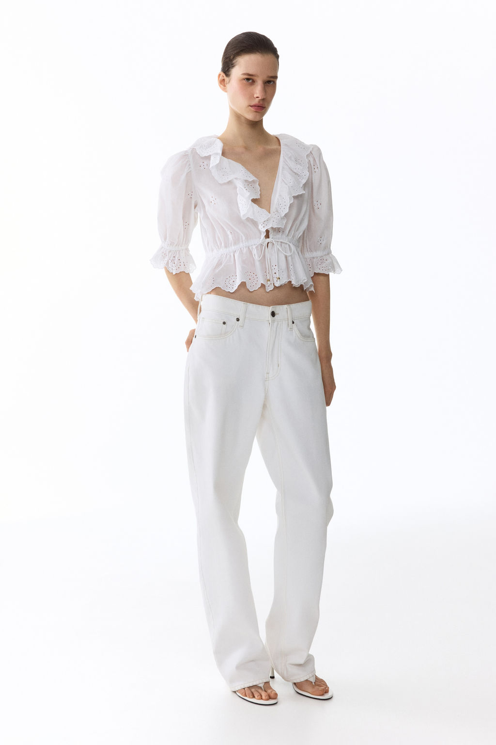 Blusa de algod?n con bordado ingl?s - H&m фото 6