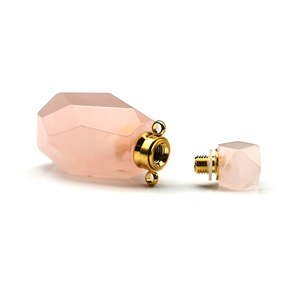 Парфюмерный флакон-кулон из розового кварца 20*14*36мм