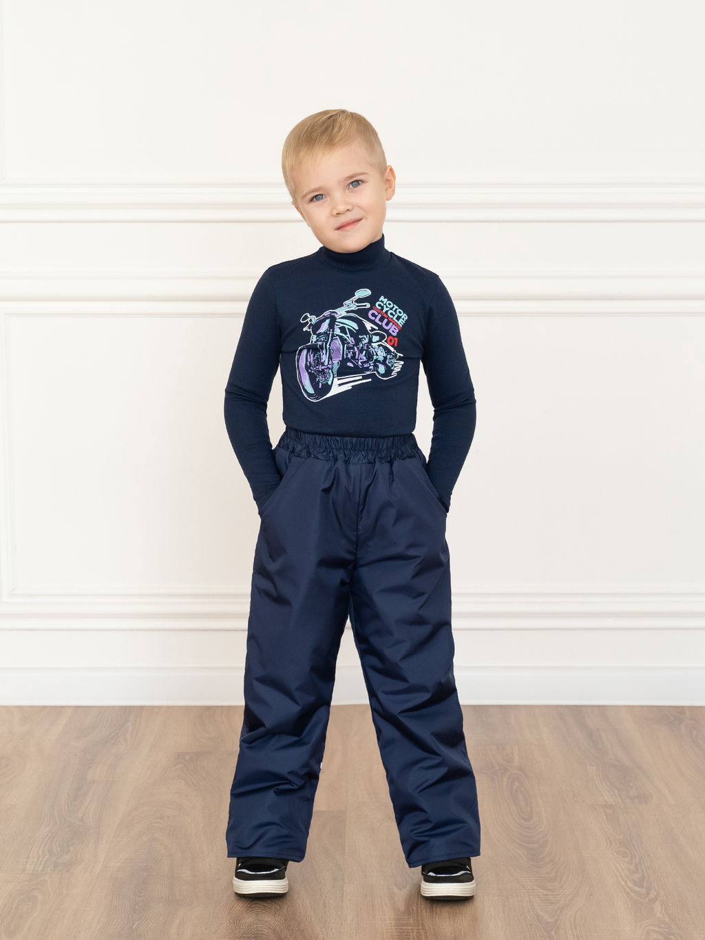 Брюки демисезонные синие (134-140, 68)