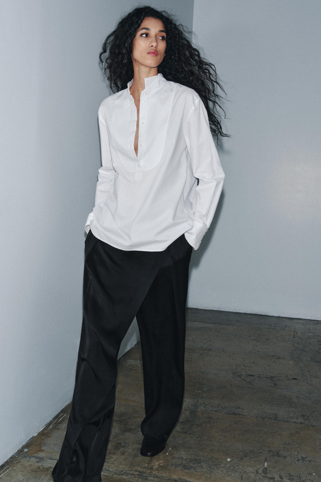 ZW COLLECTION POPLIN SHIRT WITH BIB DETAIL