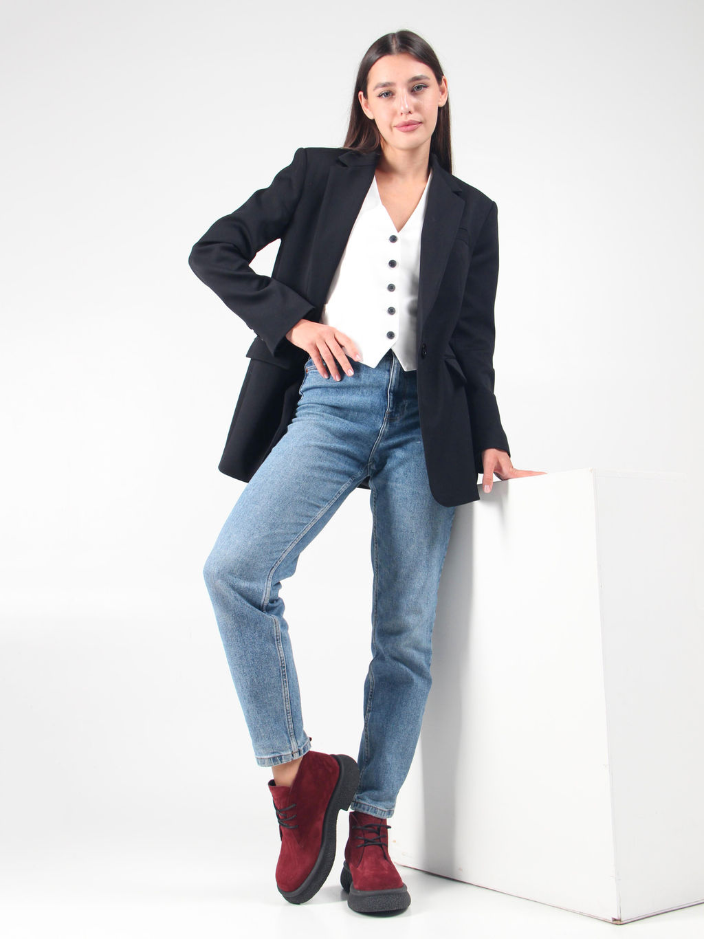 Ботинки 308.агатаbl. бордo замша/Байка