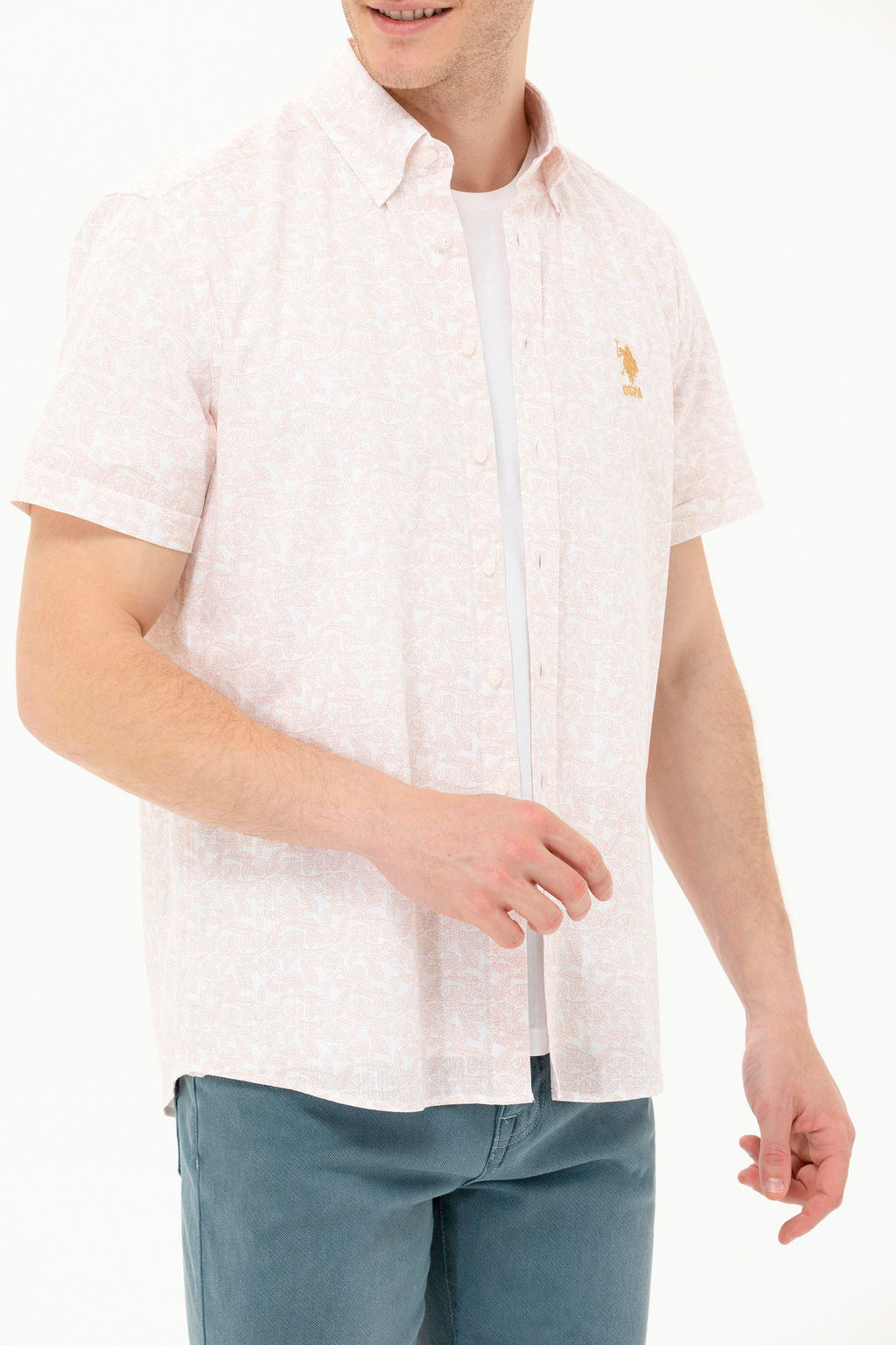 Мужская рубашка Camel с коротким рукавом - U.s. polo assn фото 6