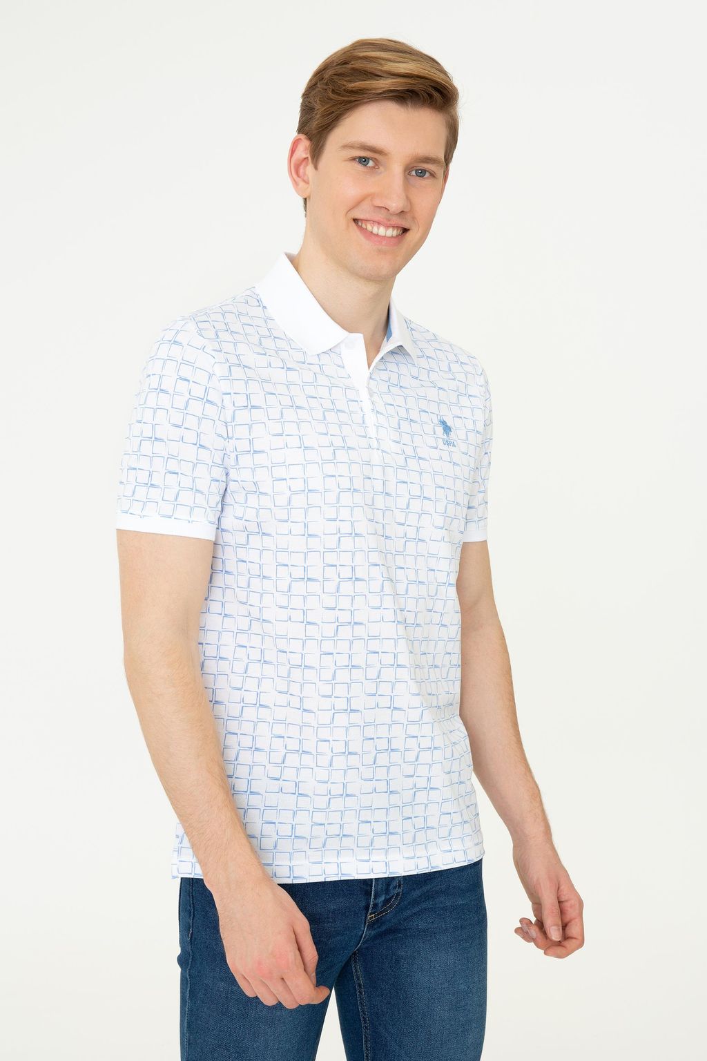 U. S. Polo Assn Мужская темно-синяя футболка с воротником-поло - U.s. polo assn фото 3