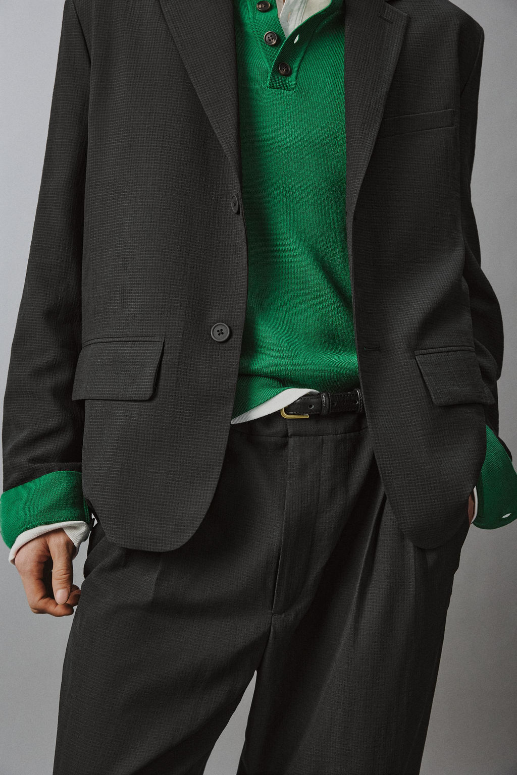 PANTAL?N PLIEGUES TRAJE RELAXED FIT / Negro - Zara фото 16