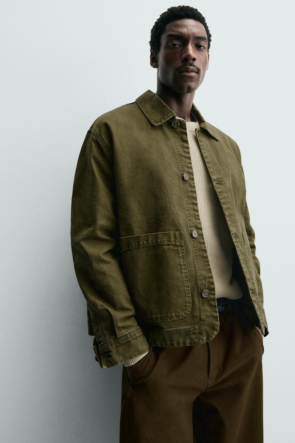 SOBRECAMISA RELAXED FIT BOLSILLOS / Musgo - Zara фото 6