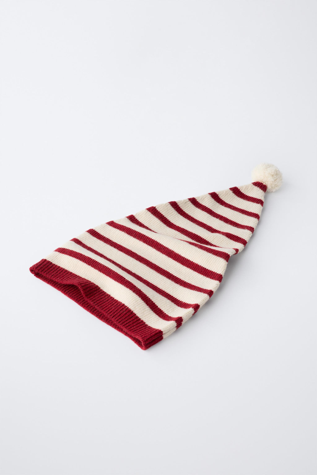 STRIPED KNIT BEANIE WITH POMPOM AND WOOL - Zara фото 2