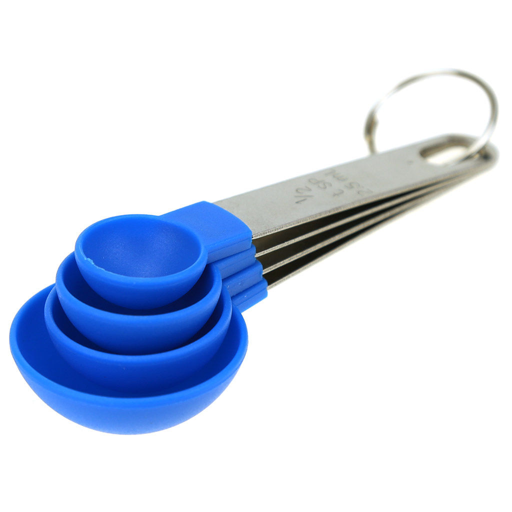 Ложка мерная пластмассовая, набор 4 штуки 2,5мл; 5мл; 7,5мл; 15мл, цвета микс, ручка из нержавеющей стали, на картоне (Китай) - Домашняя Мода фото 2