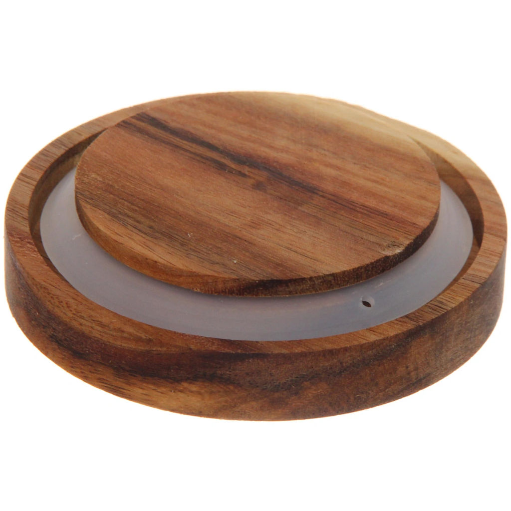 Банка для продуктов стеклянная 500мл "ICE" с крышкой из акации