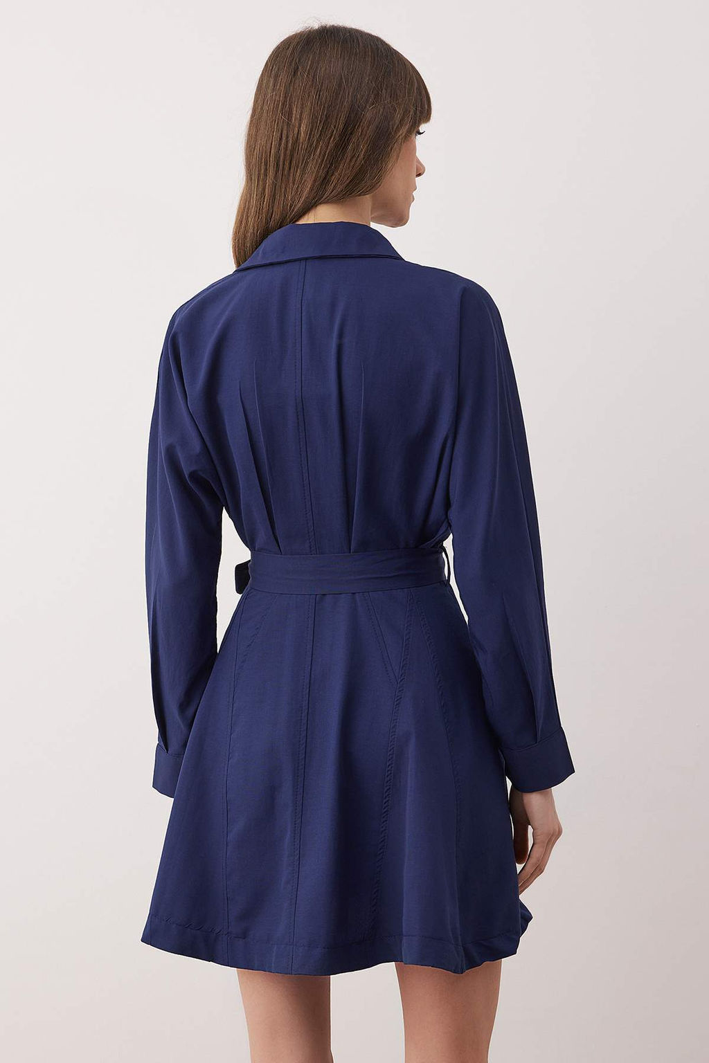 TRENDYOLMILLA Mavi Kusakl? Cizgili Mini Dokuma Gomlek Elbise TWOAW25EL00154  фото 17