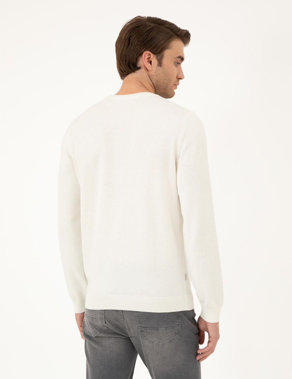 Ekru Slim Fit Bisiklet Yaka Basic Triko Kazak - Pierre cardin фото 5