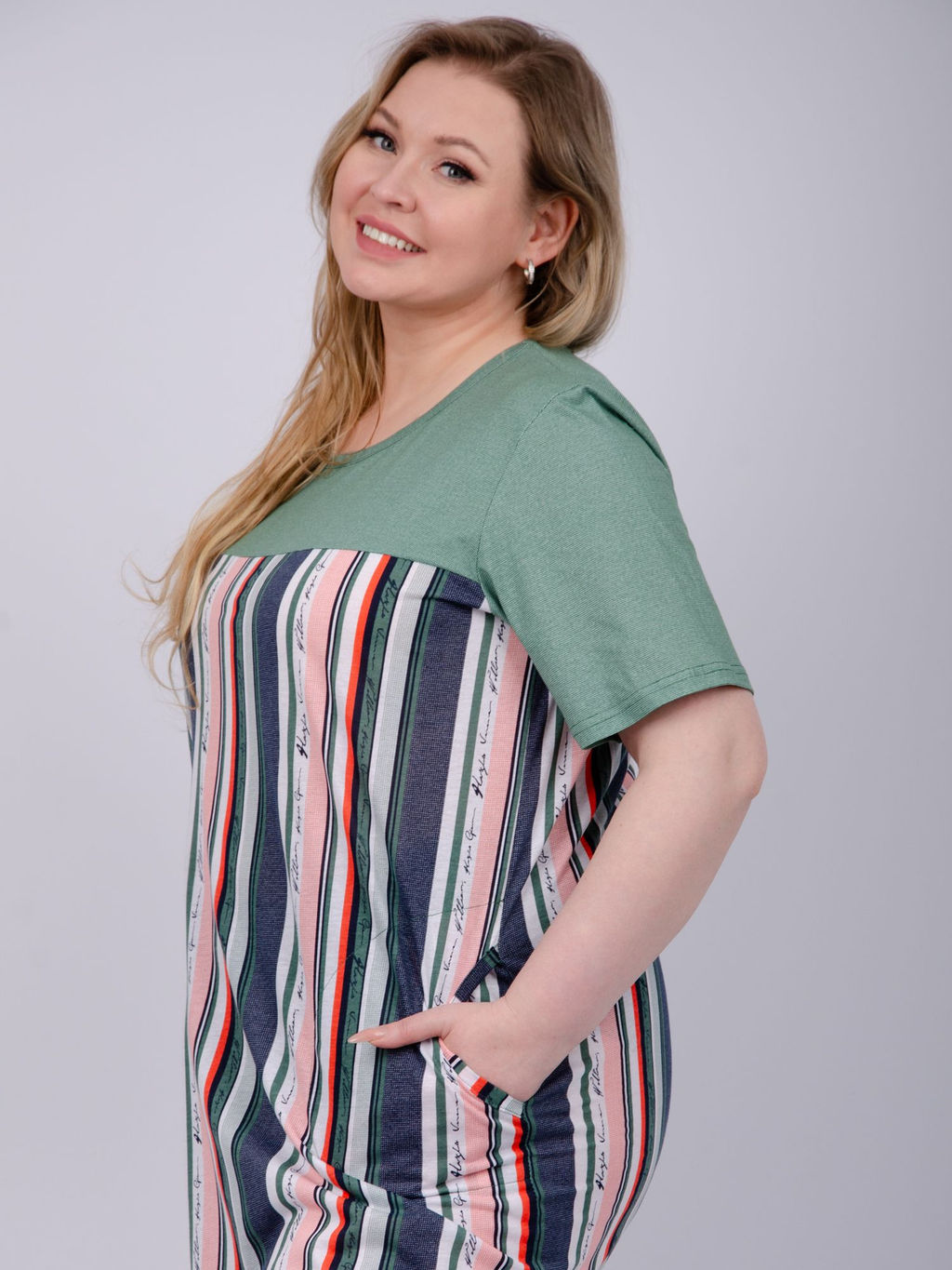 Туника "Вербена 2" зелёная, трикотаж