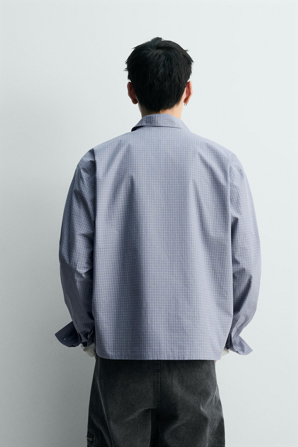 CAMISA BOXY FIT CUADROS / Azul lavado - Zara фото 3