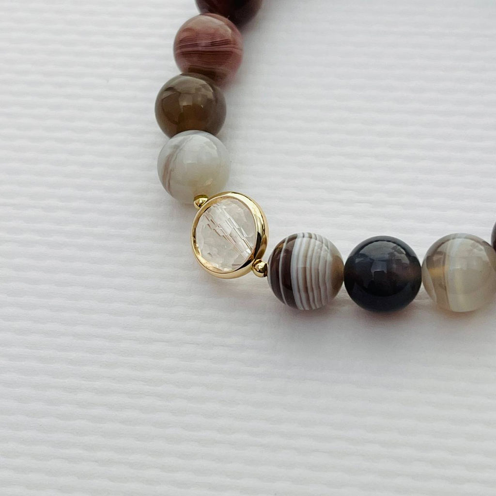 Браслет из ботсванского Агата и Горного Хрусталя 17 см