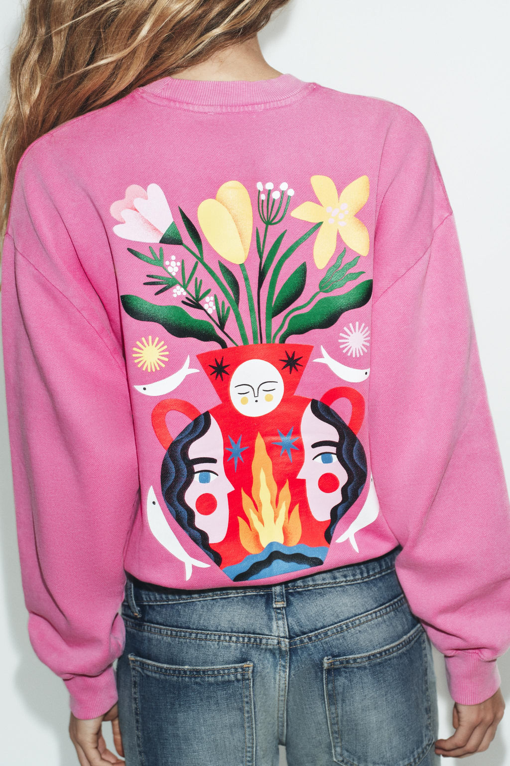 SUDADERA EFECTO LAVADO ESTAMPADO AGUSTINA SHUAN / Rosa - Zara фото 3