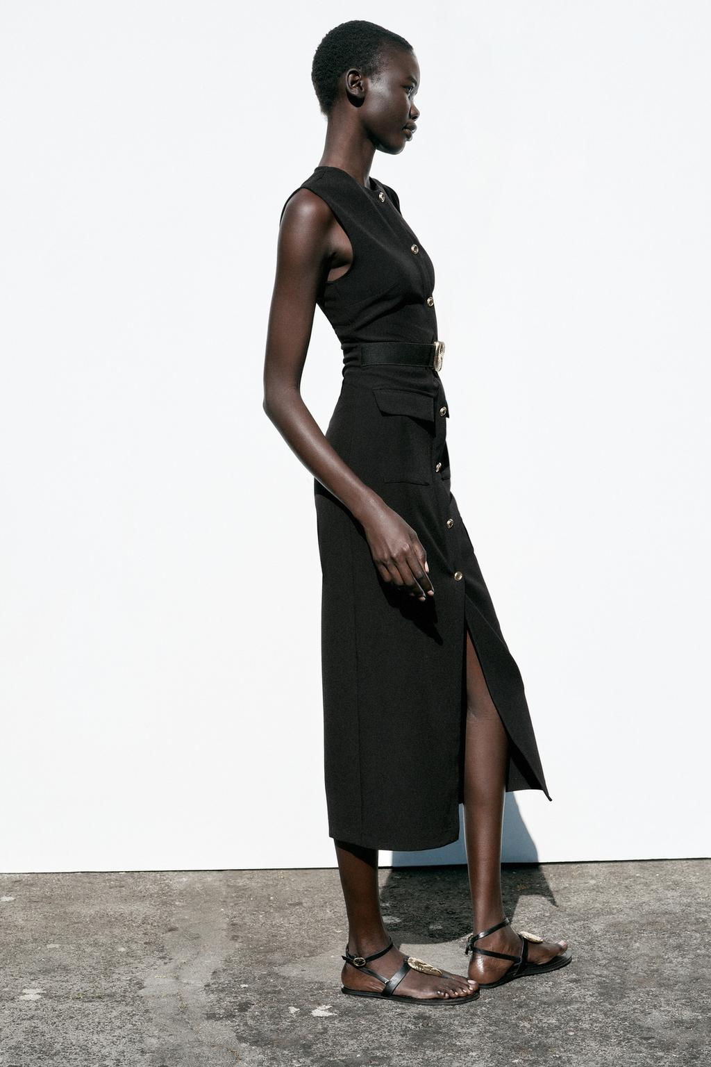 MIDI CREPE BELT DRESS - Zara фото 4