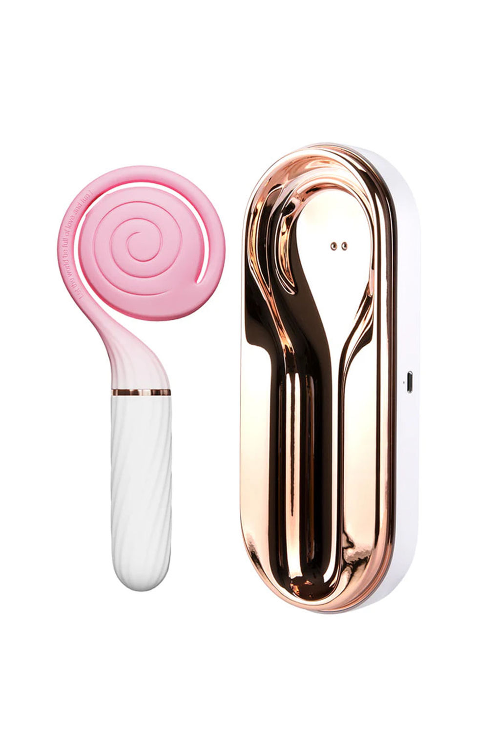 Вибратор с вакуумным стимулятором OTOUCH Lollipop Dual Stimulation, силикон, бело-розовый, 20 см
