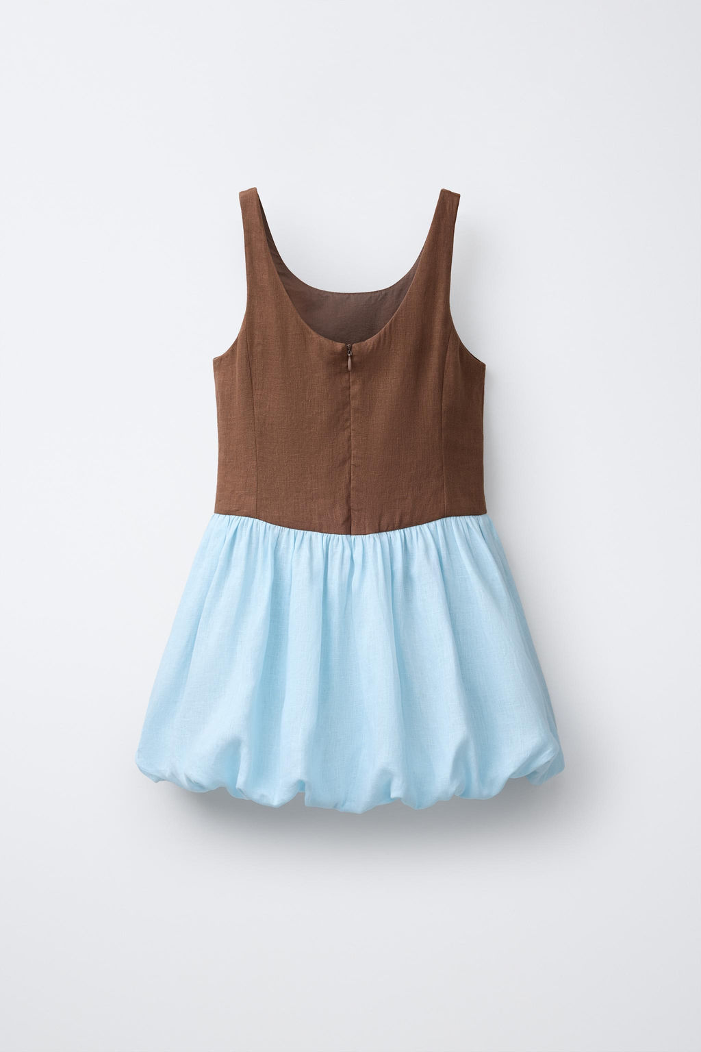VESTIDO COLOR BLOCK 100% LINO / Marr?n - Zara фото 4