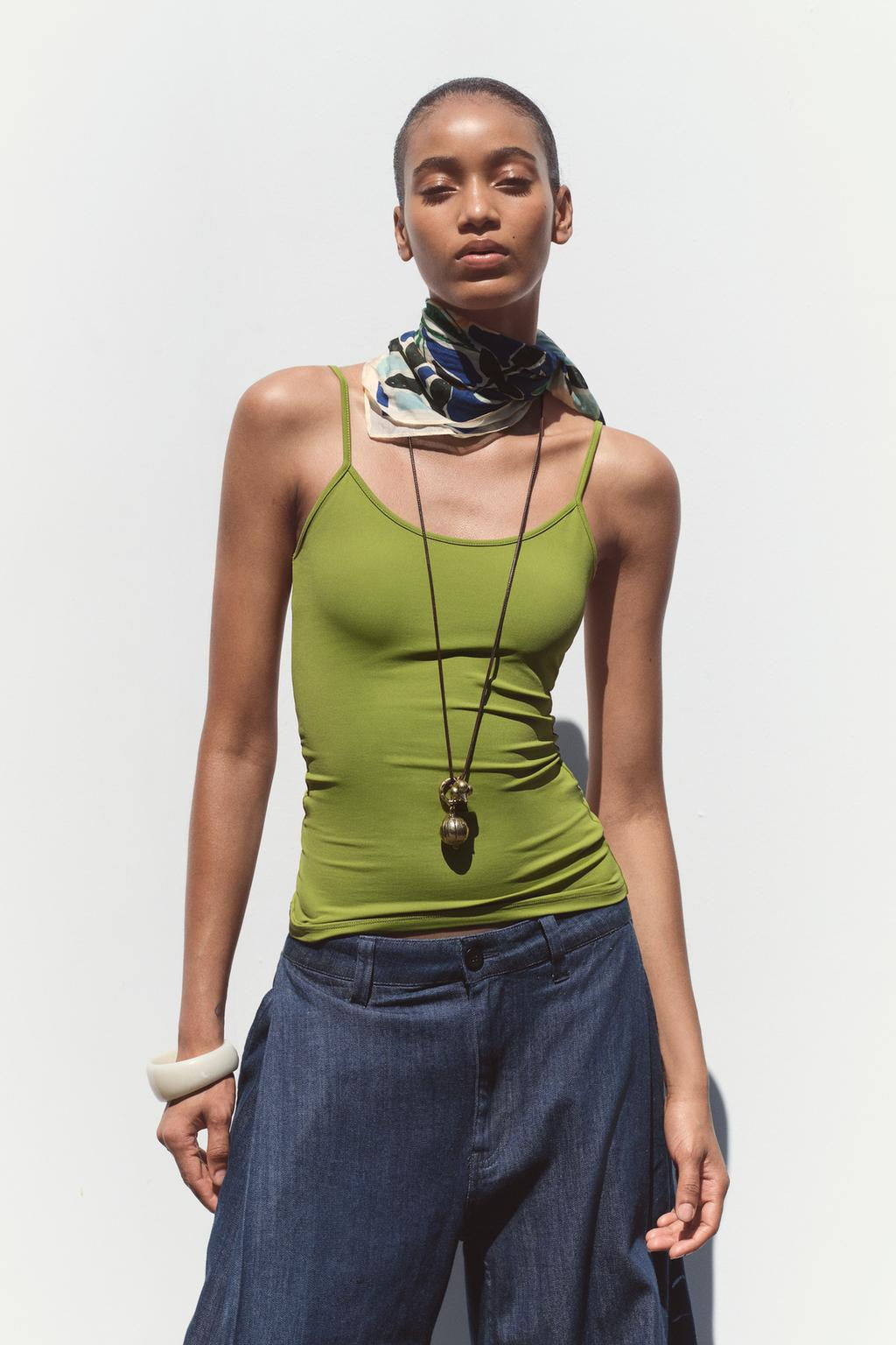 POLYAMIDE TOP WITH THIN STRAPS - Zara фото 45