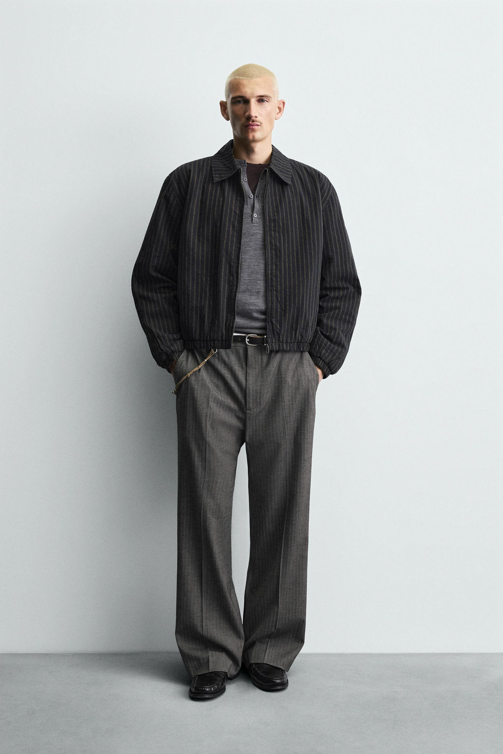 STRIPED CROPPED FIT JACKET