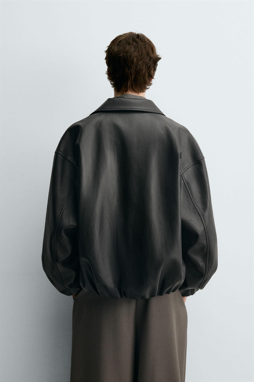 LEATHER EFFECT BOMBER JACKET