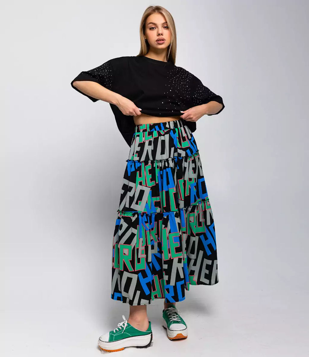 Юбка #КТ228-1, сине-зелёный