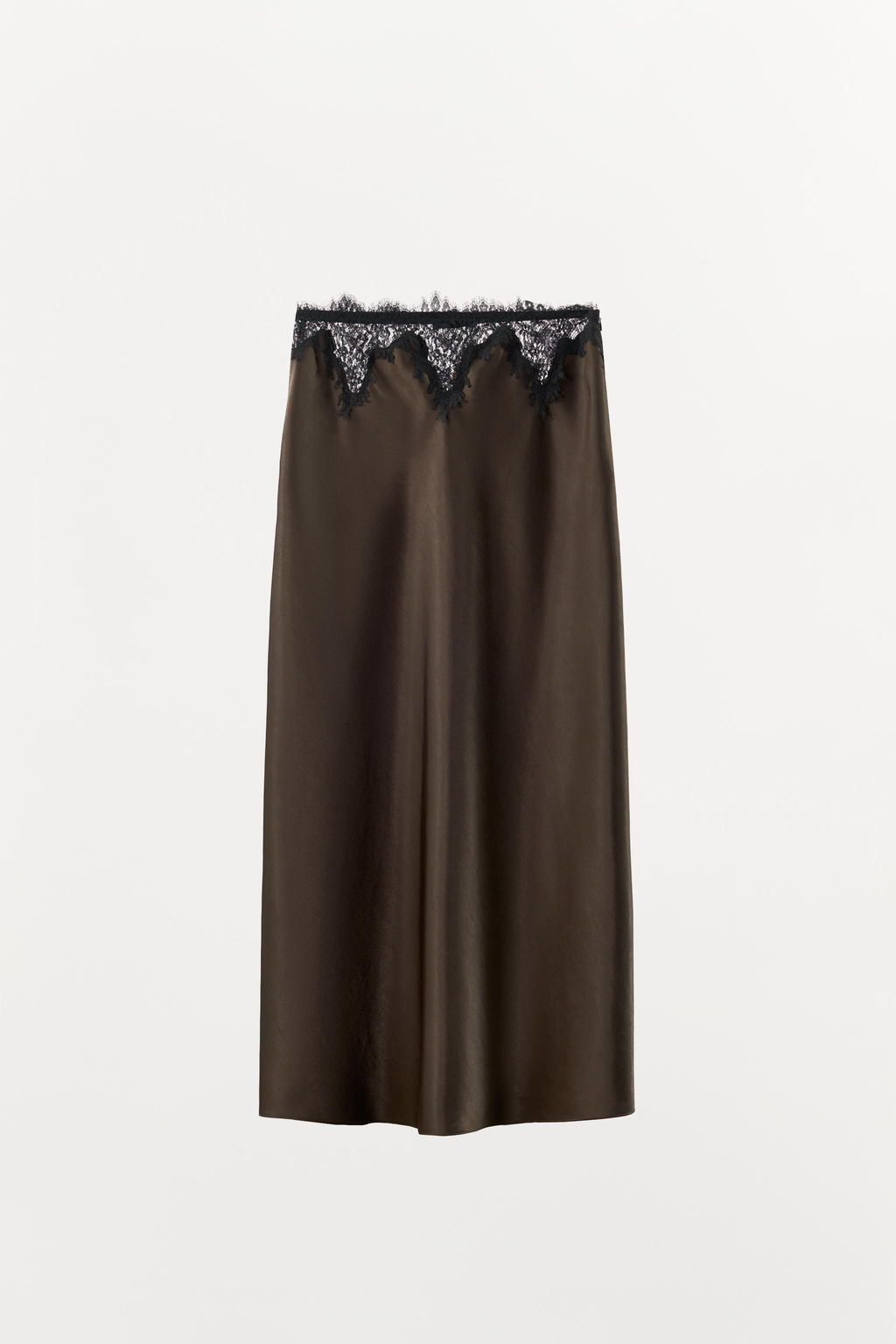 SATIN SKIRT WITH LACE TRIM - Zara фото 3