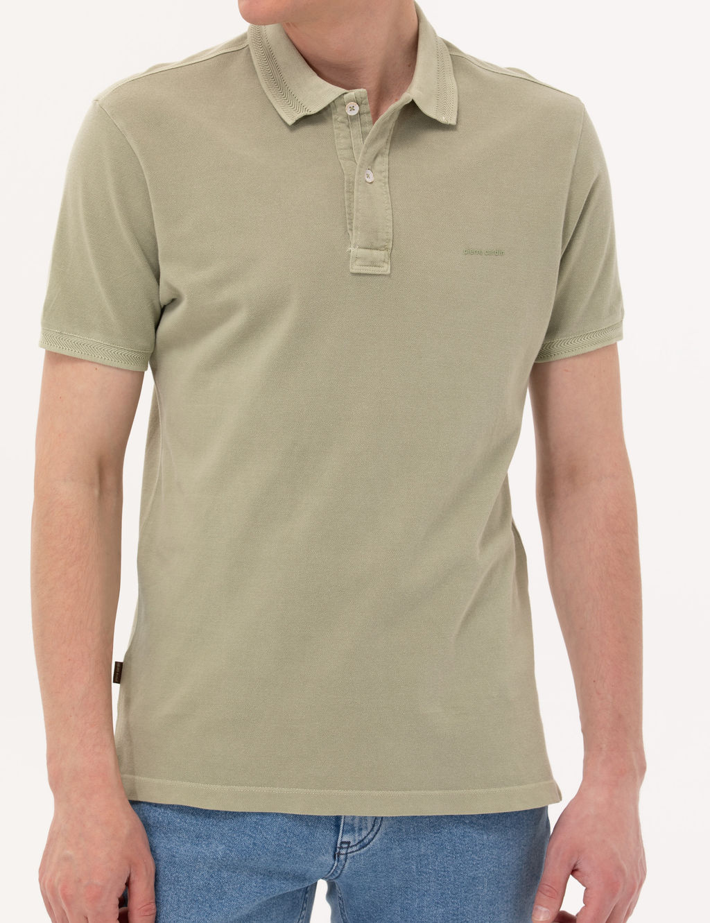 A__k Ye_il Slim Fit Dokulu Polo Yaka Ti__rt