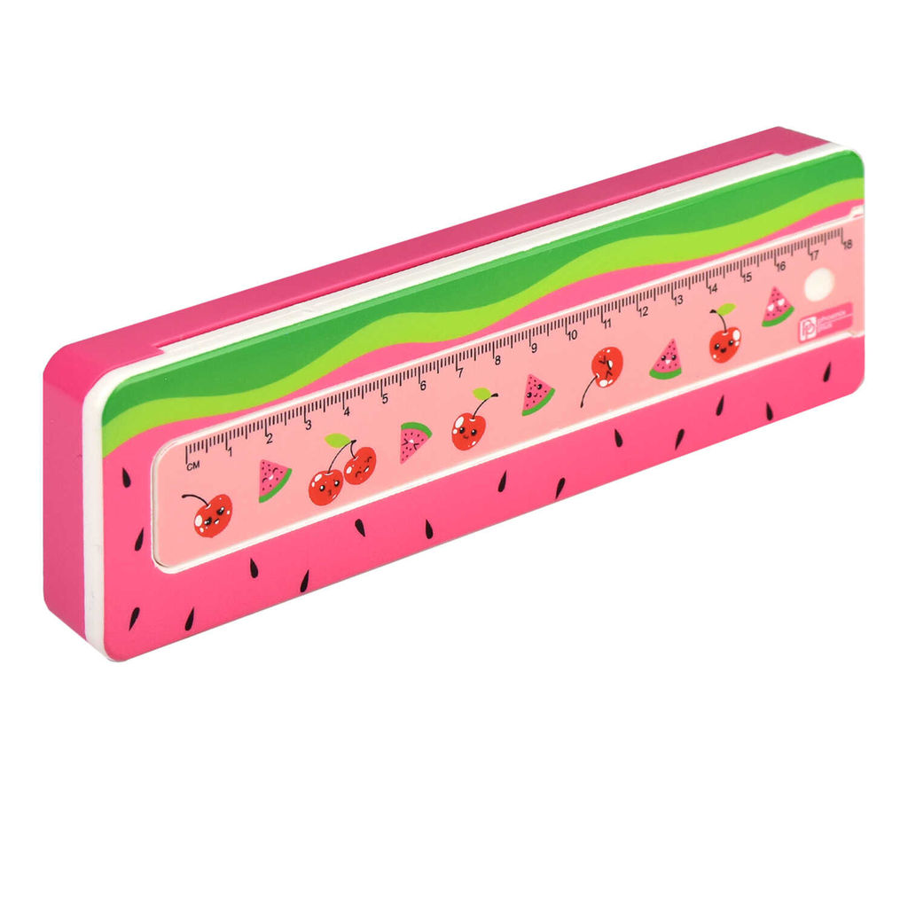 Пенал школьный в комплекте с линейкой Феникс+, арт.65331/ 50 АРБУЗ И ВИШНЯ (без наполнения, 21х6.4х