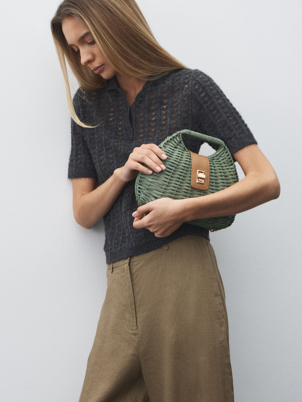 Сумка летняя с ручками TENDANCE Артикул 4670354, серо-зеленый  фото 5