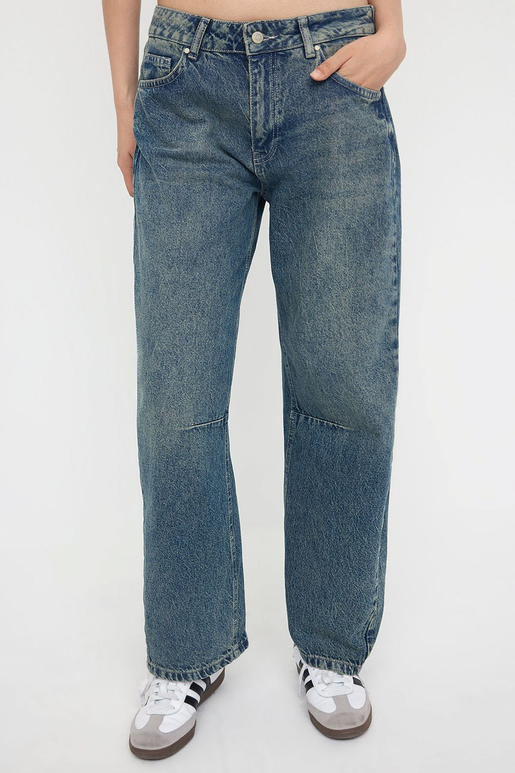 Teen Mavi Yuksek Bel Dikis Detayl? Baggy Jeans TWOAW26JE00102 - Trendyolmilla фото 3