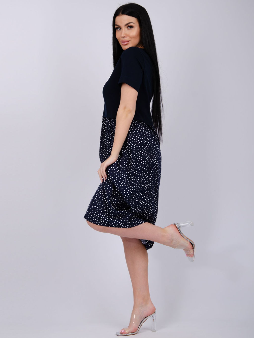 Платье "Виттория 2" синий, вискоза/кулирка (М)