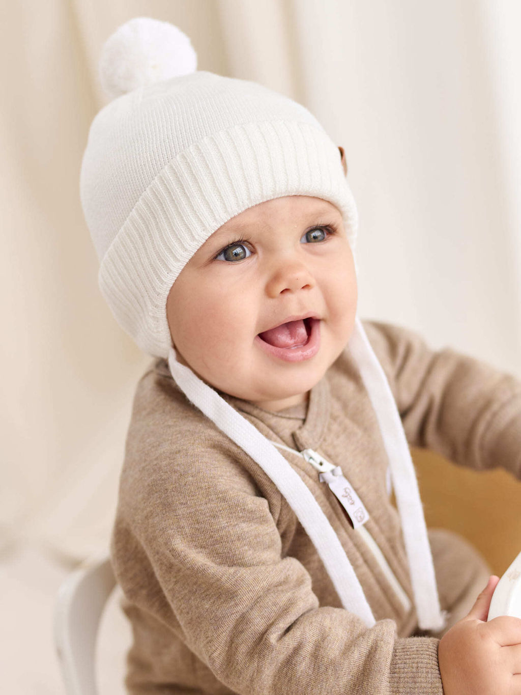 Шапка хлопковая на подкладе Молоко 0+ - Bungly фото 2