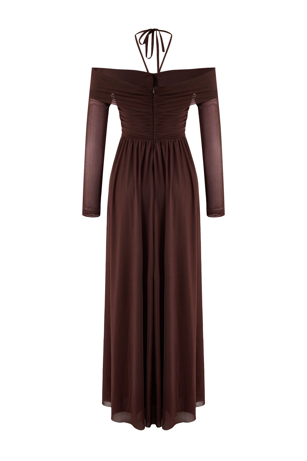 Kahverengi Tul Boyundan Baglamal? Etegi Belden Ac?lan Maxi Abiye & Mezuniyet Elbisesi TPRSS26AE00001 - Trendyolmilla фото 12