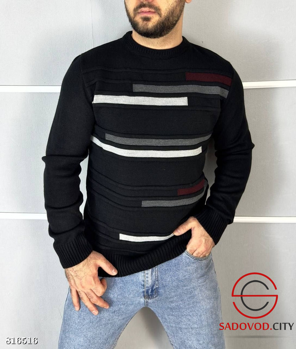 Тёплый свитер мужской с полосками - Bruno фото 2