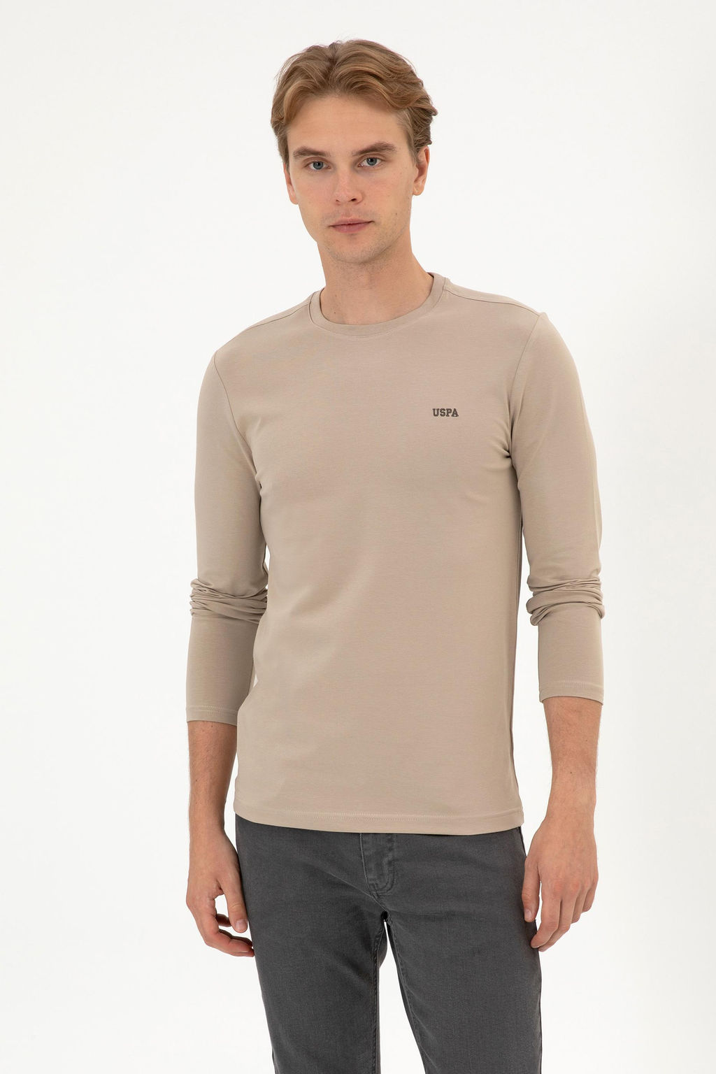 Erkek Koyu Bej Basic Sweatshirt Sepette S_rpriz _ndirim