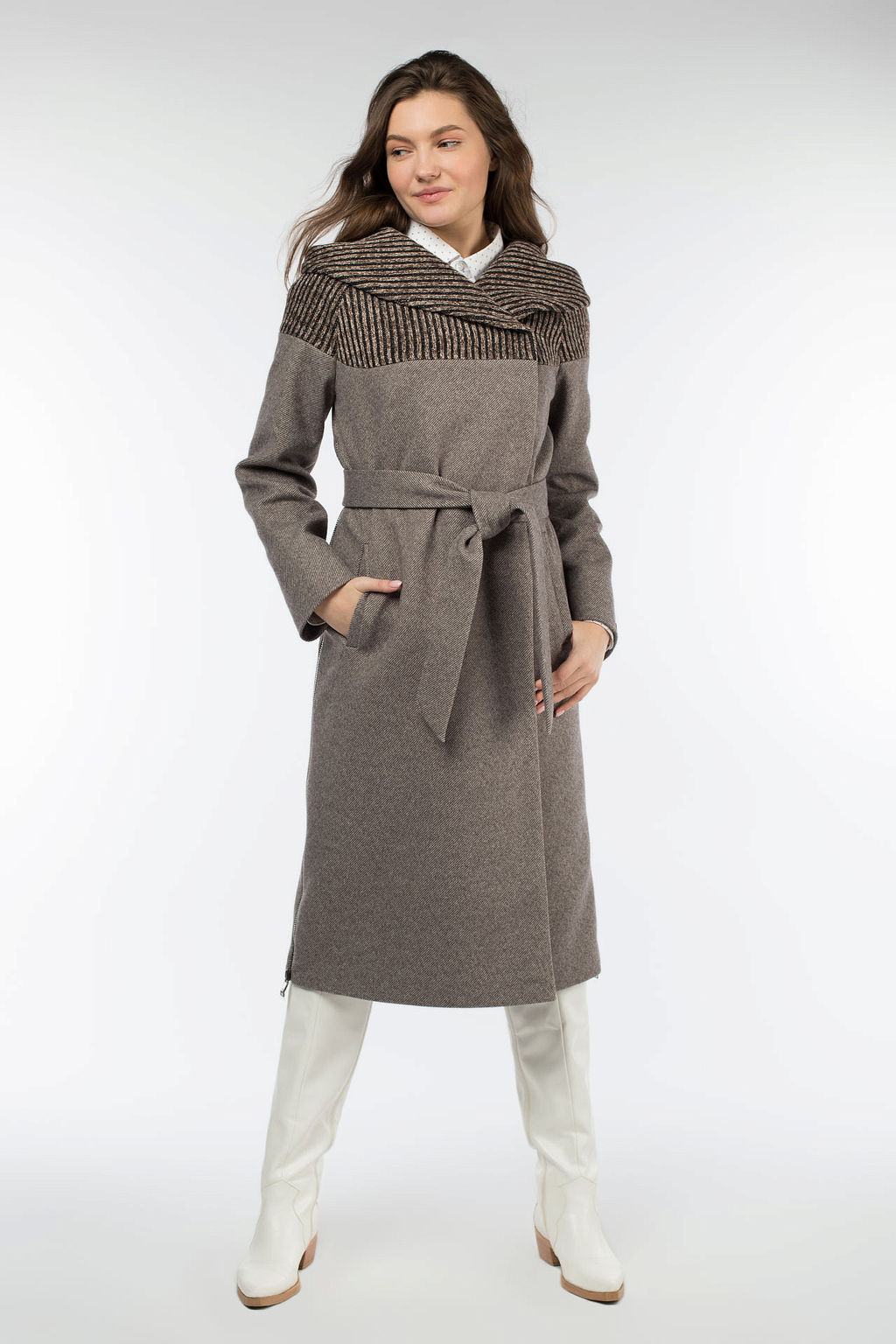 01-10252 Пальто женское демисезонное (пояс) - El podio фото 2